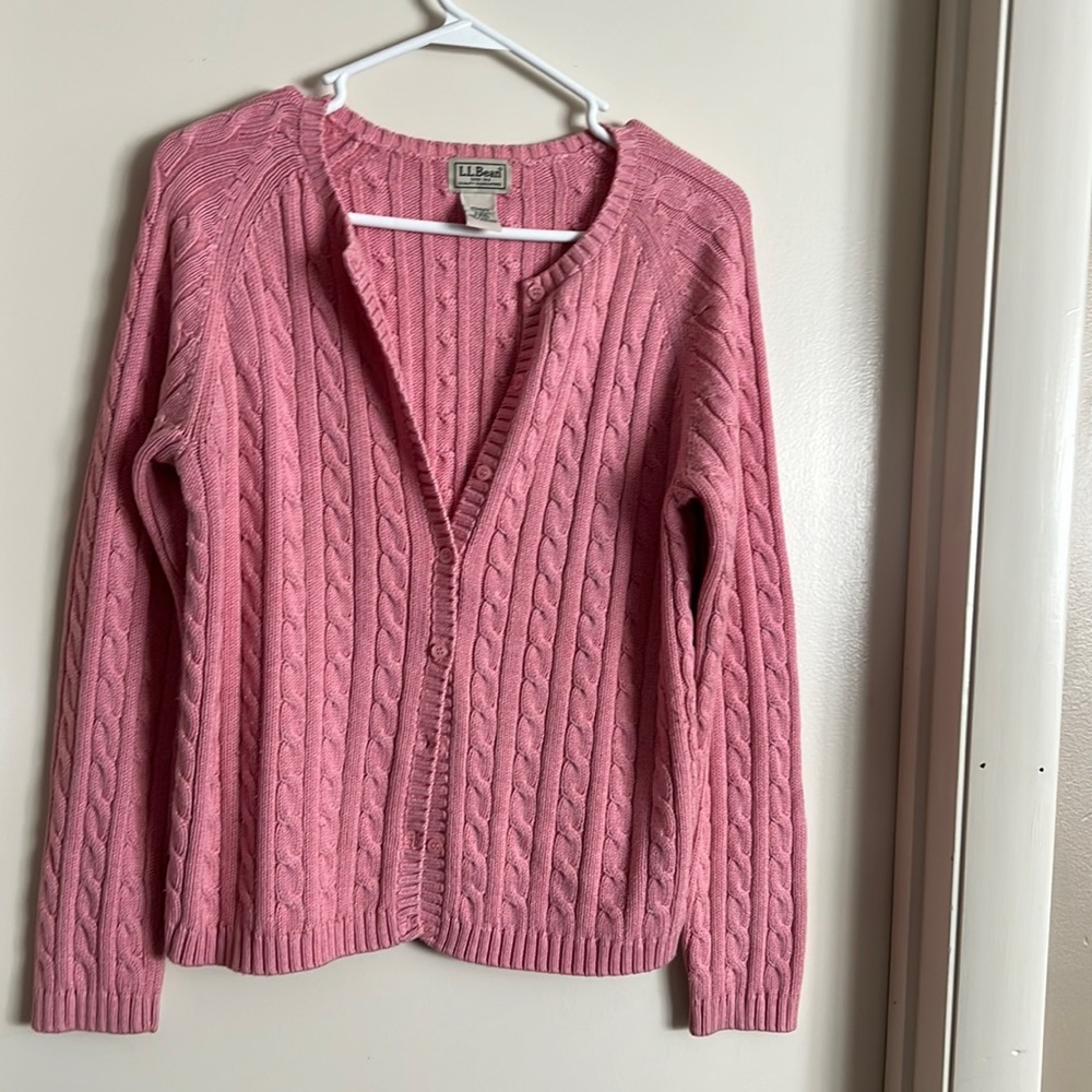 Women’s Pink LLBean Cable knit sweater